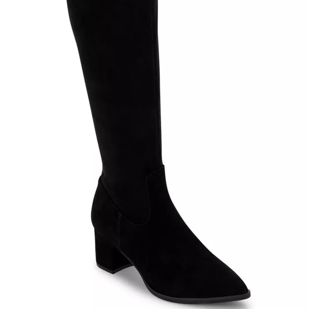 Women's Black Stretch Suede Waterproof Boots